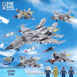 ZHEGAO QL0161 0161 non  MÁY BAY CHIẾN ĐẤU J-15 bộ đồ chơi xếp lắp ráp ghép mô hình Military Army FIGHTER Quân Sự Bộ Đội 488 khối