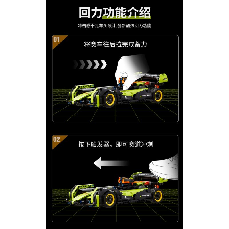 TOP TOY TC1703 1703 non  CÔNG THỨC XE LÙI bộ đồ chơi xếp lắp ráp ghép mô hình Speed Champions Racing Cars Đua Xe Công Thức 443 khối