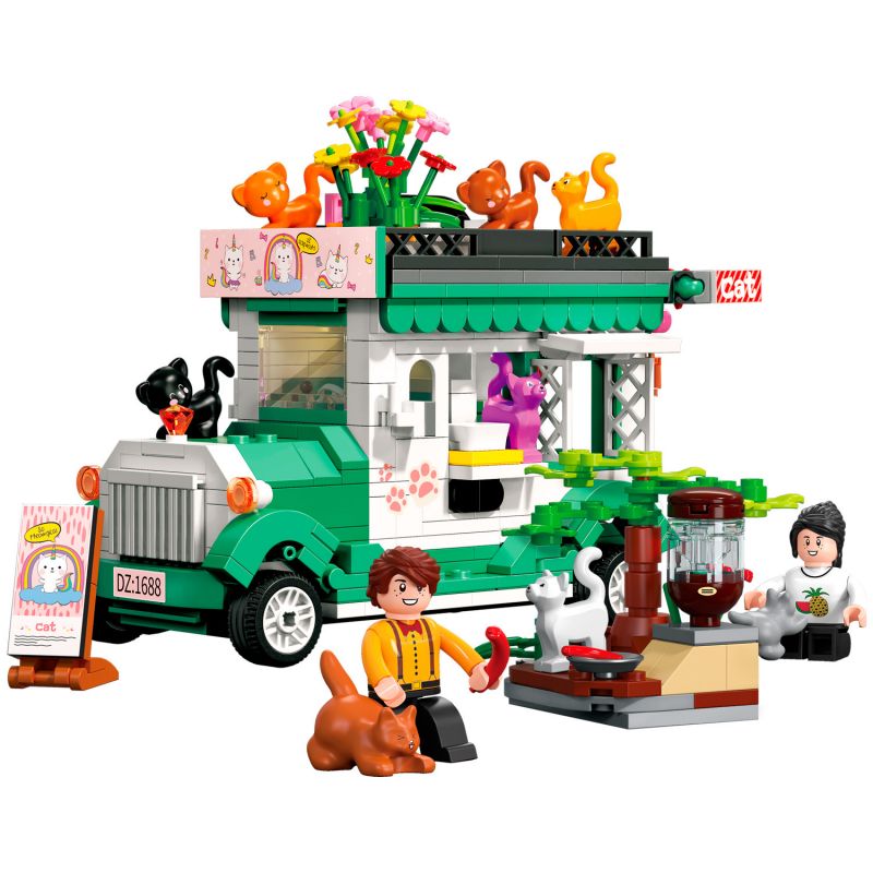 ZHEGAO DZ7006 7006 non Lego XE GA MÈO bộ đồ chơi xếp lắp ráp ghép mô hình CAT WAGON 594 khối