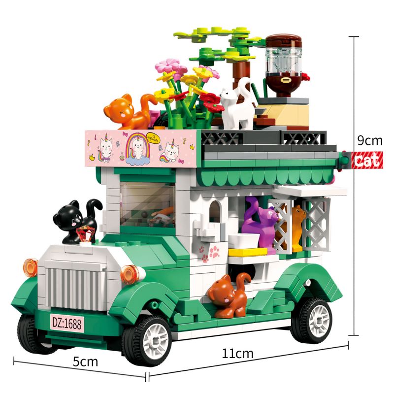 ZHEGAO DZ7006 7006 non  XE GA MÈO bộ đồ chơi xếp lắp ráp ghép mô hình CAT WAGON 594 khối