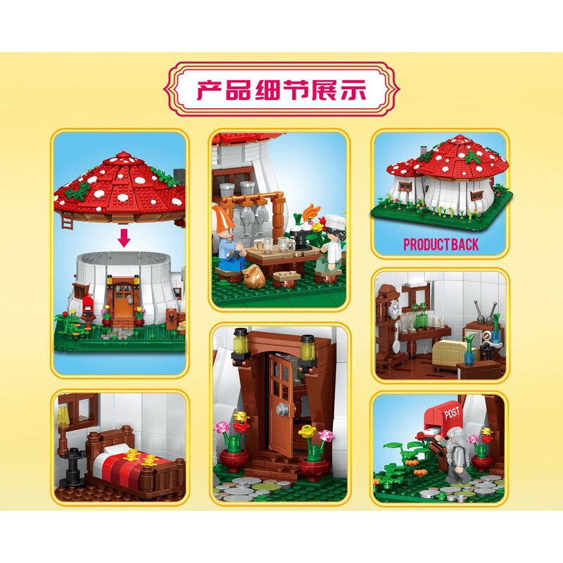 ZHEGAO 01016 non  NHÀ NẤM bộ đồ chơi xếp lắp ráp ghép mô hình Creator Expert MUSHROOM HOUSE Chuyên Gia Sáng Tạo 2233 khối