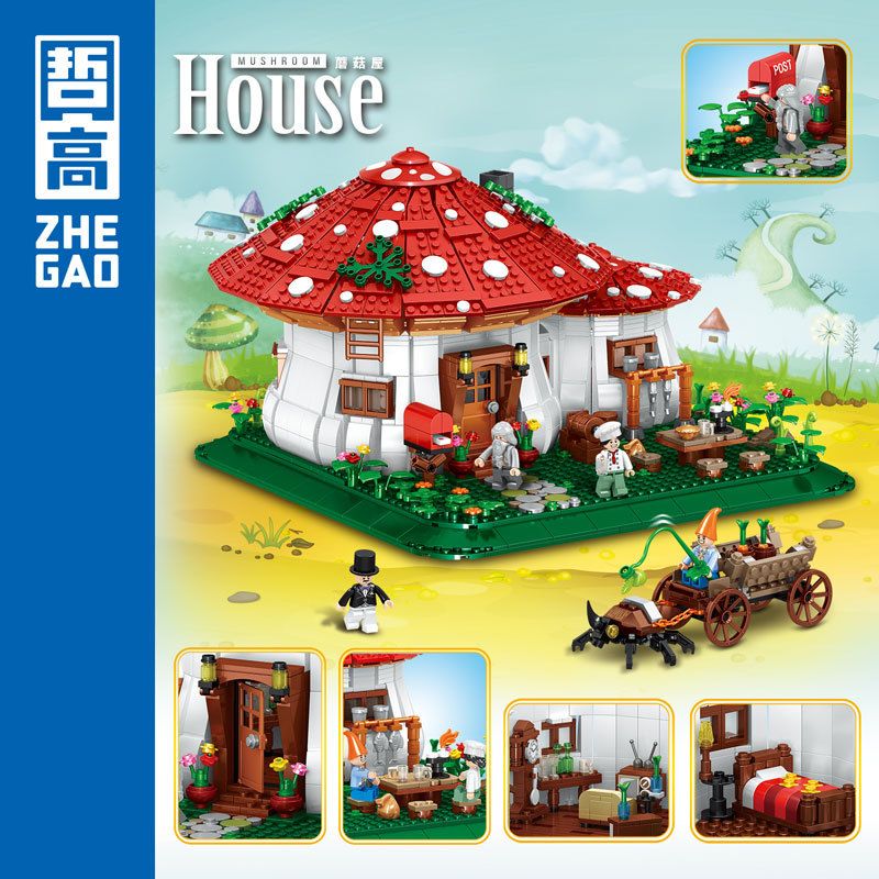 ZHEGAO 01016 non  NHÀ NẤM bộ đồ chơi xếp lắp ráp ghép mô hình Creator Expert MUSHROOM HOUSE Chuyên Gia Sáng Tạo 2233 khối
