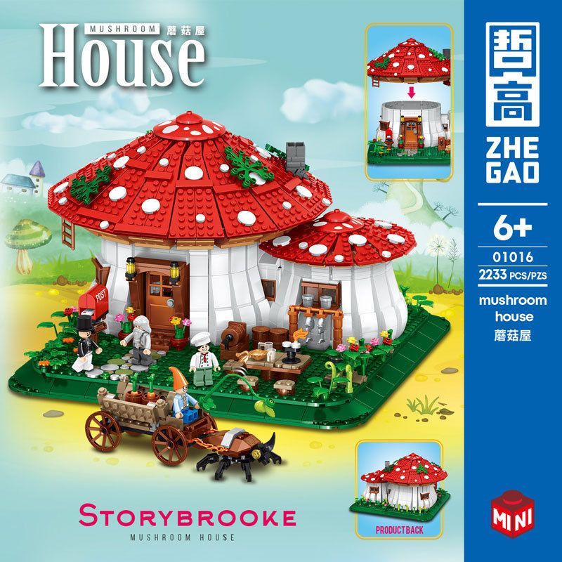 ZHEGAO 01016 non  NHÀ NẤM bộ đồ chơi xếp lắp ráp ghép mô hình Creator Expert MUSHROOM HOUSE Chuyên Gia Sáng Tạo 2233 khối