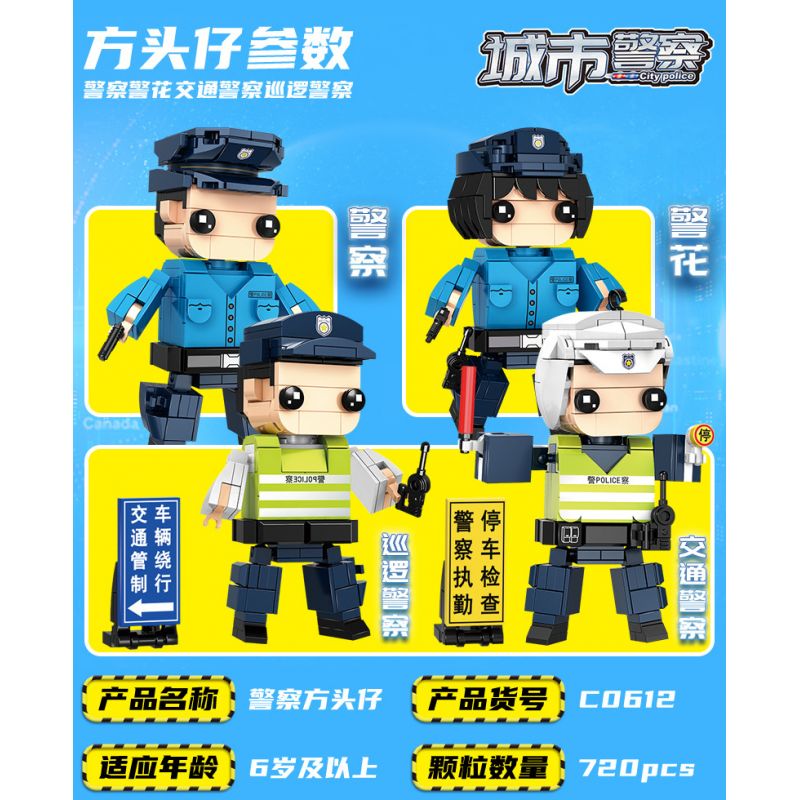 WOMA C0612 0612 non  CẢNH SÁT THÀNH PHỐ bộ đồ chơi xếp lắp ráp ghép mô hình City CITYPOLICE 720 khối