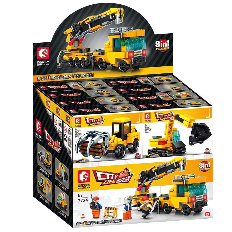 SEMBO 2724 2725 2726 2727 2728 2729 2730 2731 non Lego XE CẨU 8IN1 bộ đồ chơi xếp lắp ráp ghép mô hình CITY LIFE 337 khối