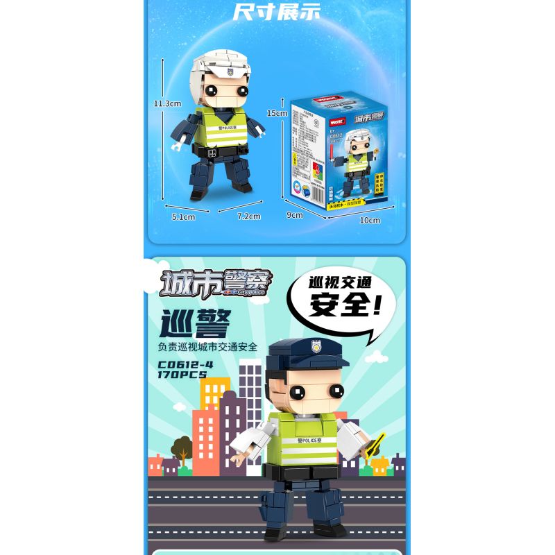 WOMA C0612 0612 non  CẢNH SÁT THÀNH PHỐ bộ đồ chơi xếp lắp ráp ghép mô hình City CITYPOLICE 720 khối