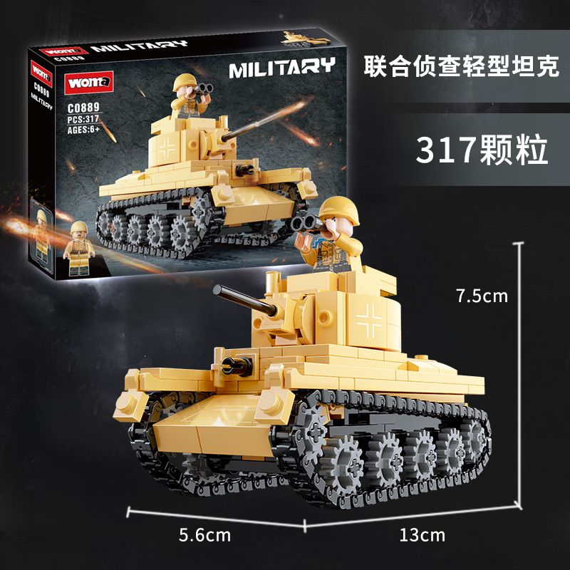 WOMA C0889 0889 non Lego XE TĂNG HẠNG NHẸ TRINH SÁT CHUNG bộ đồ chơi xếp lắp ráp ghép mô hình Military Army Quân Sự Bộ Đội 317 khối