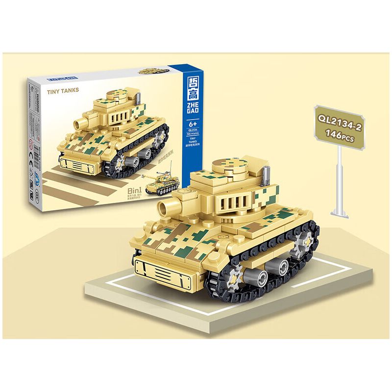 ZHEGAO QL2134 2134 non  8 TỔ HỢP XE TĂNG BÁNH XÍCH MINI bộ đồ chơi xếp lắp ráp ghép mô hình Military Army Quân Sự Bộ Đội 1176 khối