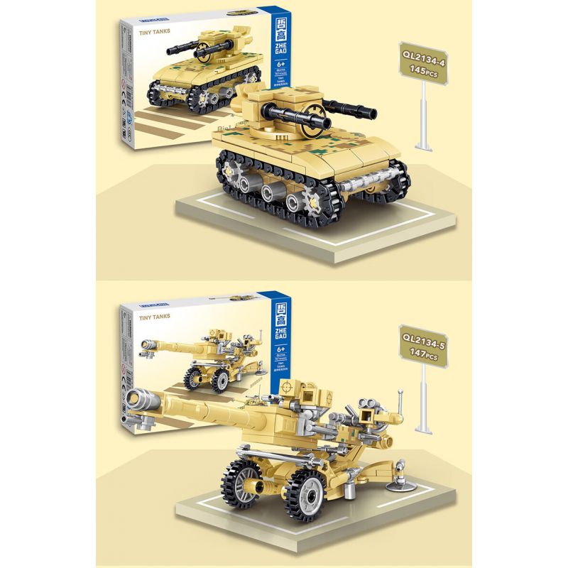 ZHEGAO QL2134 2134 non  8 TỔ HỢP XE TĂNG BÁNH XÍCH MINI bộ đồ chơi xếp lắp ráp ghép mô hình Military Army Quân Sự Bộ Đội 1176 khối