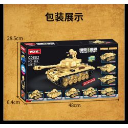 WOMA C0882 0882 non  XE TĂNG TIGER 9 TRONG 1 bộ đồ chơi xếp lắp ráp ghép mô hình Military Army TIGER TANK Quân Sự Bộ Đội 563 khối