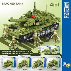 ZHEGAO QL0164 0164 non  KẾT HỢP XE TĂNG ĐƯỢC THEO DÕI 4 bộ đồ chơi xếp lắp ráp ghép mô hình Military Army Quân Sự Bộ Đội 730 khối