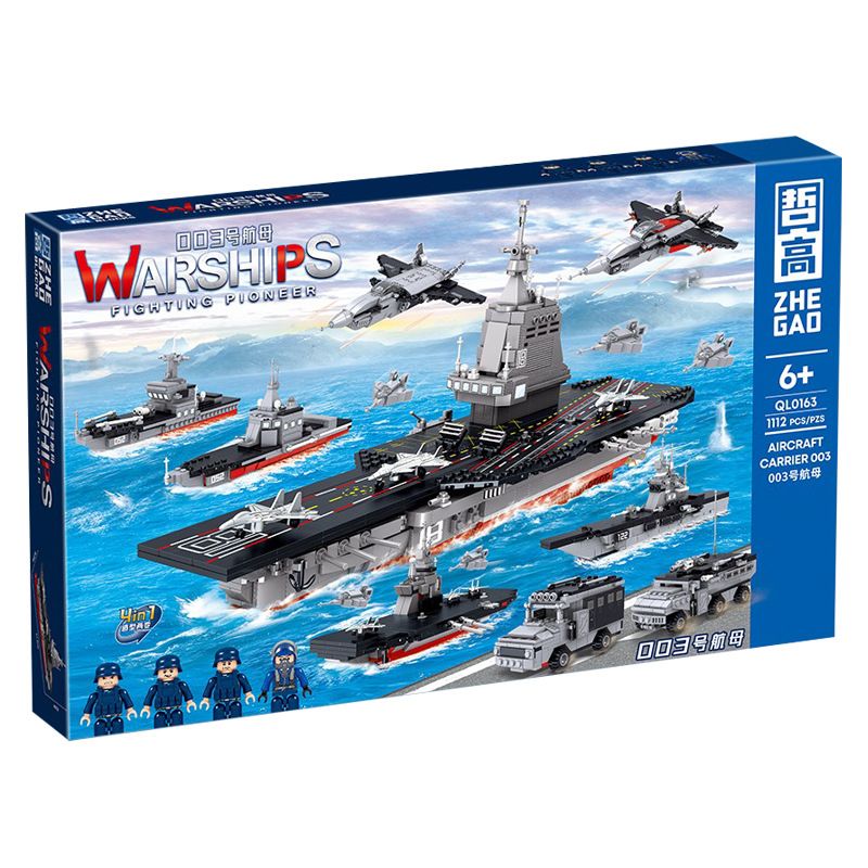 ZHEGAO QL0163 0163 non Lego HÀNG KHÔNG MẪU HẠM SỐ 003 bộ đồ chơi xếp lắp ráp ghép mô hình Military Army 003 AIRCRAFT CARRIER Quân Sự Bộ Đội 1112 khối