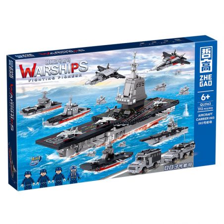 ZHEGAO QL0163 0163 non  HÀNG KHÔNG MẪU HẠM SỐ 003 bộ đồ chơi xếp lắp ráp ghép mô hình Military Army 003 AIRCRAFT CARRIER Quân Sự Bộ Đội 1112 khối