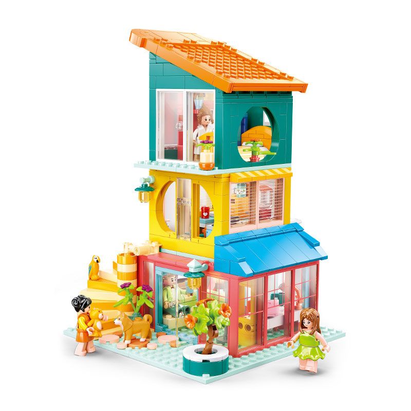 SLUBAN M38-B1090 B1090 1090 M38B1090 38-B1090 non Lego NGÔI NHÀ XẾP CHỒNG ĐẦY MÀU SẮC bộ đồ chơi xếp lắp ráp ghép mô hình 571 khối