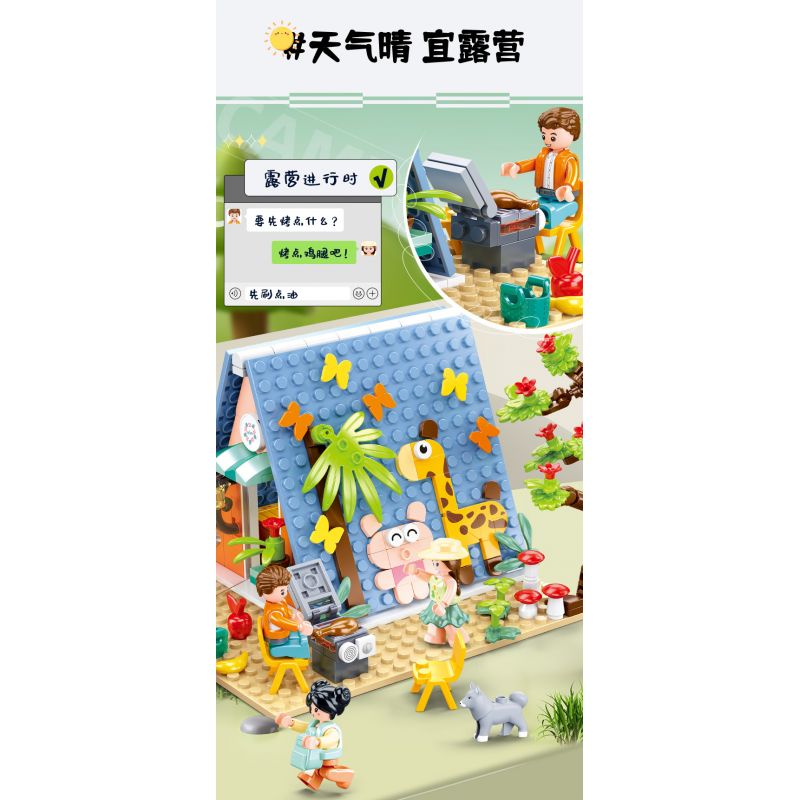 SLUBAN M38-B1088 B1088 1088 M38B1088 38-B1088 non  CABIN CẮM TRẠI TỰ LÀM bộ đồ chơi xếp lắp ráp ghép mô hình Girl Con Gái 341 khối