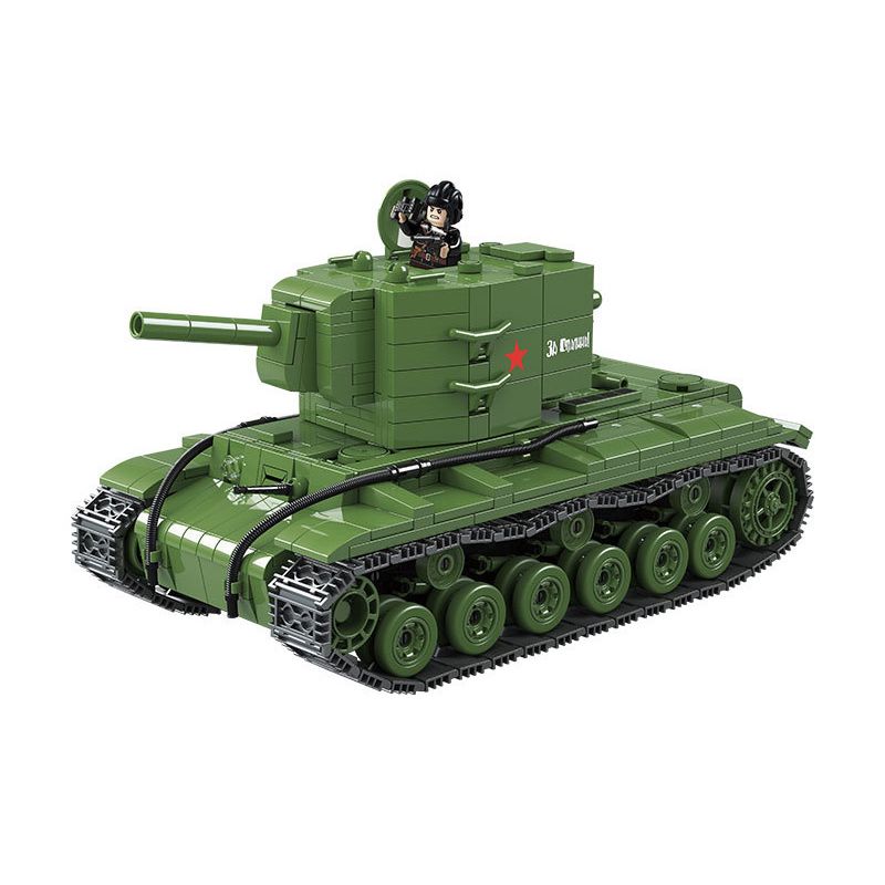 QuanGuan 100239 Quan Guan 100239 non Lego XE TĂNG HẠNG NẶNG KV-2 bộ đồ chơi xếp lắp ráp ghép mô hình World War Ii KV-2 HEAVY TANK Chiến Tranh Thế Giới Thứ 2 1180 khối