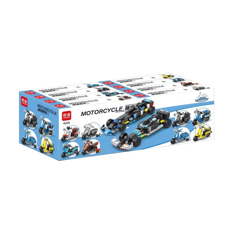 MINGDI LEIBAO K218 non Lego XE TĂNG TỐC 8 TRONG 2 bộ đồ chơi xếp lắp ráp ghép mô hình Motorcycle Motorbike Xe Hai Bánh 1206 khối