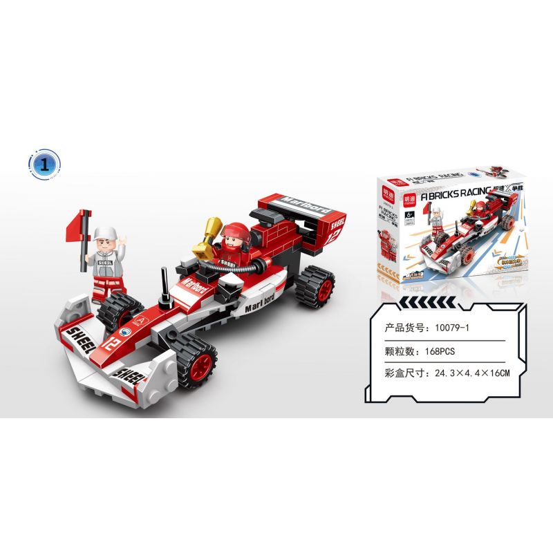 MINGDI LEIBAO 10079 non Lego HUYỀN THOẠI XE ĐUA F1 KÉO LÙI 4IN2 bộ đồ chơi xếp lắp ráp ghép mô hình 649 khối