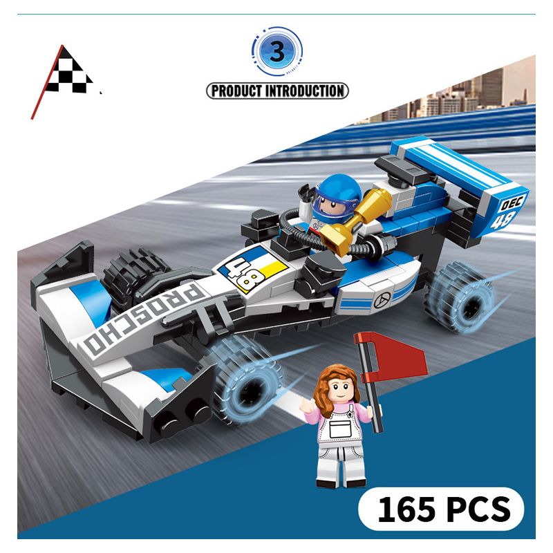 MINGDI LEIBAO 10079 non  HUYỀN THOẠI XE ĐUA F1 KÉO LÙI 4IN2 bộ đồ chơi xếp lắp ráp ghép mô hình 649 khối