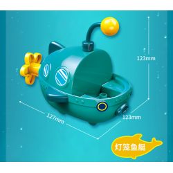 Enlighten 5215 Qman 5215 non  THUYỀN ĐÁNH CÁ ĐÈN LỒNG bộ đồ chơi xếp lắp ráp ghép mô hình Octonauts Thám Hiểm Đại Dương 32 khối