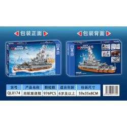 ZHEGAO QL0174 0174 non  TÀU KHU TRỤC bộ đồ chơi xếp lắp ráp ghép mô hình DESTROYER CRUISER 976 khối