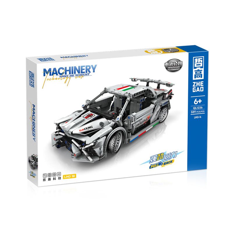 ZHEGAO QL1236 1236 non  XE ĐUA LMG-16 LÙI bộ đồ chơi xếp lắp ráp ghép mô hình Speed Champions Racing Cars Đua Xe Công Thức 589 khối