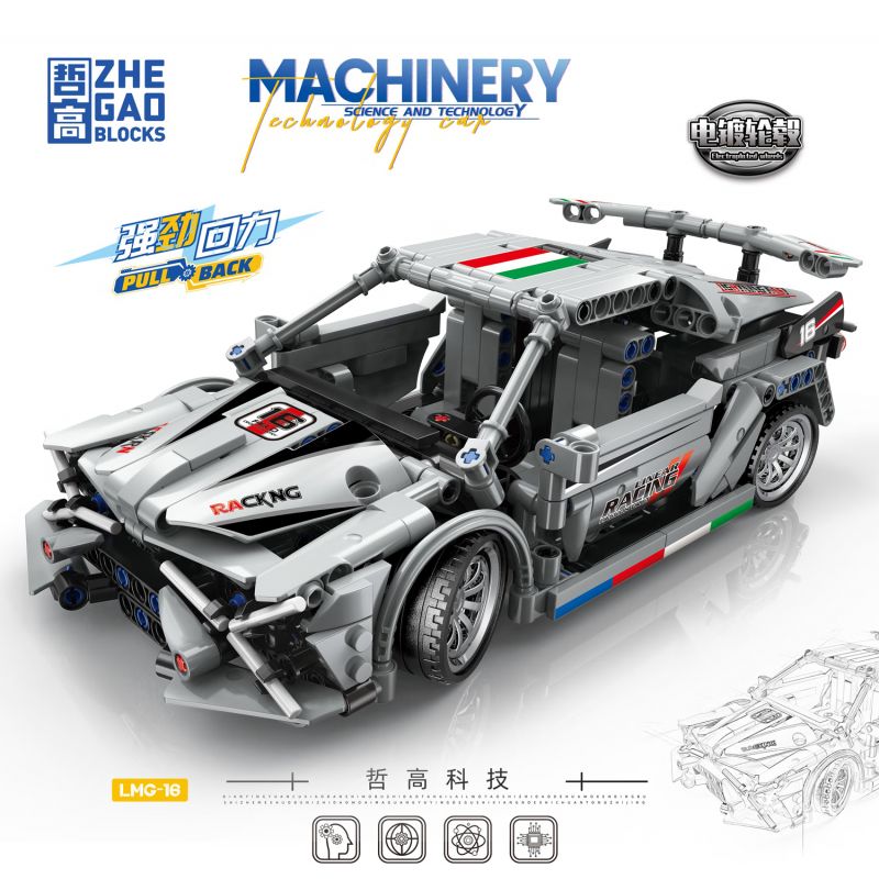ZHEGAO QL1236 1236 non  XE ĐUA LMG-16 LÙI bộ đồ chơi xếp lắp ráp ghép mô hình Speed Champions Racing Cars Đua Xe Công Thức 589 khối