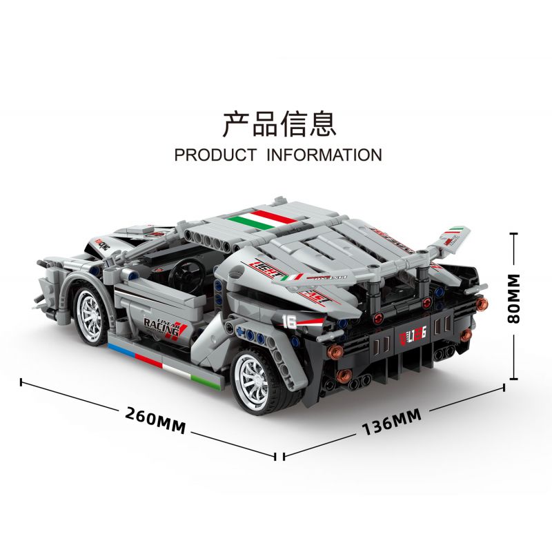 ZHEGAO QL1236 1236 non  XE ĐUA LMG-16 LÙI bộ đồ chơi xếp lắp ráp ghép mô hình Speed Champions Racing Cars Đua Xe Công Thức 589 khối