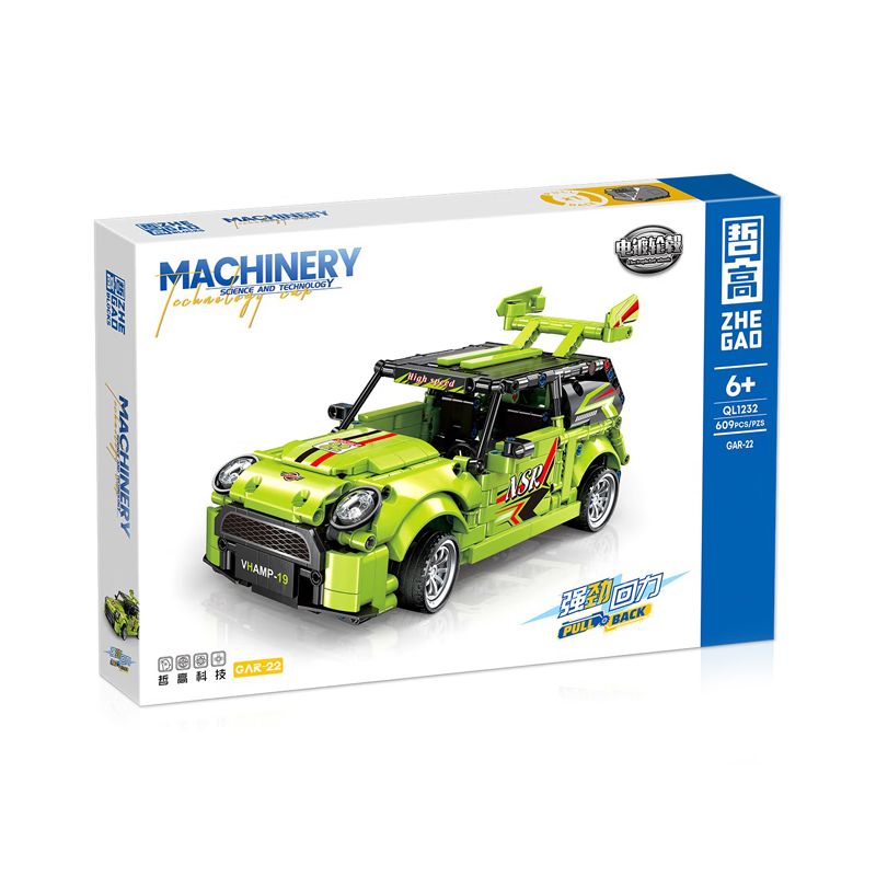 ZHEGAO QL1232 1232 non  XE ĐUA CAR-22 KÉO LÙI bộ đồ chơi xếp lắp ráp ghép mô hình Speed Champions Racing Cars Đua Xe Công Thức 609 khối