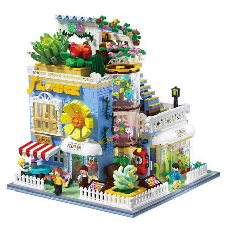 ZHEGAO DZ6120 6120 non  CỬA HÀNG HOA MỌNG NƯỚC bộ đồ chơi xếp lắp ráp ghép mô hình Flowers SUCCULENTS STORE 2091 khối