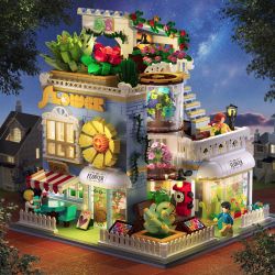 ZHEGAO DZ6120 6120 non  CỬA HÀNG HOA MỌNG NƯỚC bộ đồ chơi xếp lắp ráp ghép mô hình Flowers SUCCULENTS STORE 2091 khối