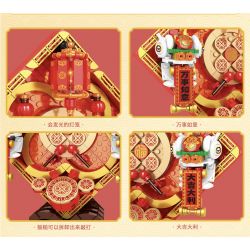 REOBRIX 569 non  SƯ TỬ ĐẾN VÀ ĐI bộ đồ chơi xếp lắp ráp ghép mô hình Chinese Traditional Festivals Lễ Hội Cổ Truyền 498 khối