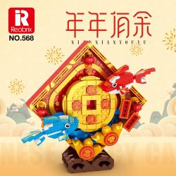 REOBRIX 568 non  NHIỀU HƠN MỌI NĂM KOI bộ đồ chơi xếp lắp ráp ghép mô hình Chinese Traditional Festivals Lễ Hội Cổ Truyền 486 khối