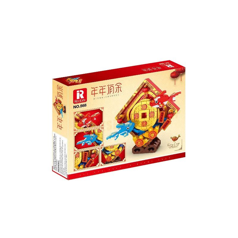 REOBRIX 568 non  NHIỀU HƠN MỌI NĂM KOI bộ đồ chơi xếp lắp ráp ghép mô hình Chinese Traditional Festivals Lễ Hội Cổ Truyền 486 khối