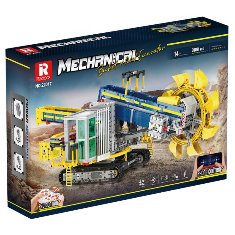 REOBRIX 22017 non  MÁY XÚC BÁNH GẦU bộ đồ chơi xếp lắp ráp ghép mô hình  Kỹ Thuật Công Nghệ Cao Mô Hình Phương Tiện 3188 khối