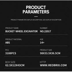 REOBRIX 22017 non  MÁY XÚC BÁNH GẦU bộ đồ chơi xếp lắp ráp ghép mô hình  Kỹ Thuật Công Nghệ Cao Mô Hình Phương Tiện 3188 khối