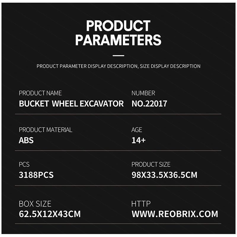 REOBRIX 22017 non  MÁY XÚC BÁNH GẦU bộ đồ chơi xếp lắp ráp ghép mô hình  Kỹ Thuật Công Nghệ Cao Mô Hình Phương Tiện 3188 khối