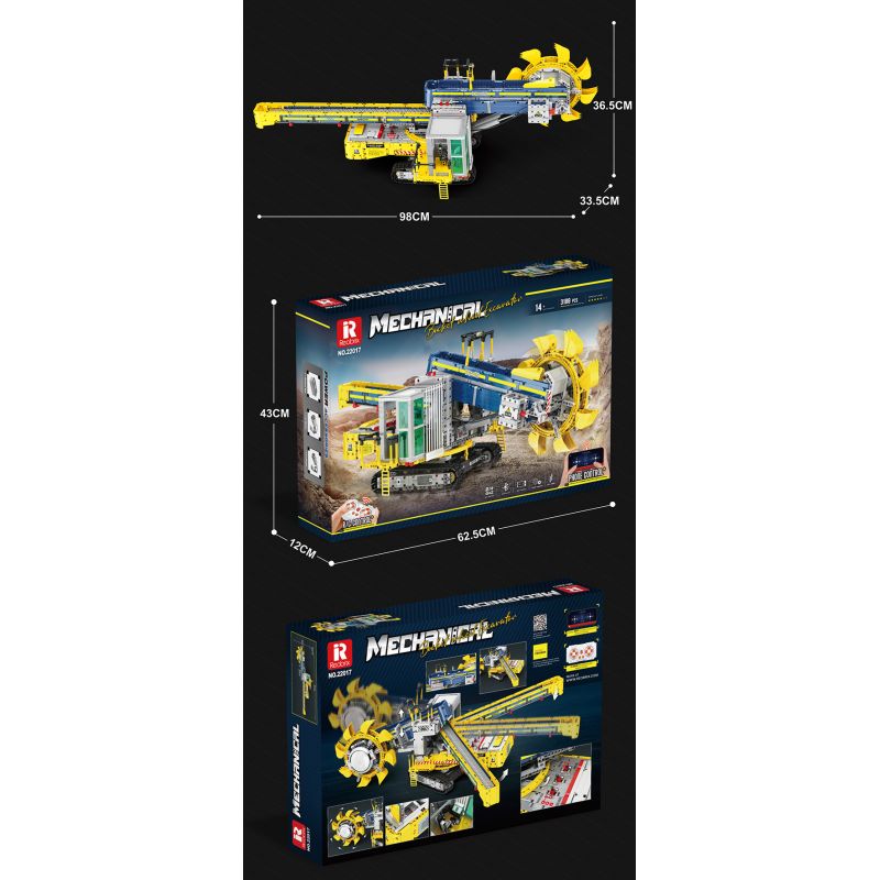 REOBRIX 22017 non  MÁY XÚC BÁNH GẦU bộ đồ chơi xếp lắp ráp ghép mô hình  Kỹ Thuật Công Nghệ Cao Mô Hình Phương Tiện 3188 khối