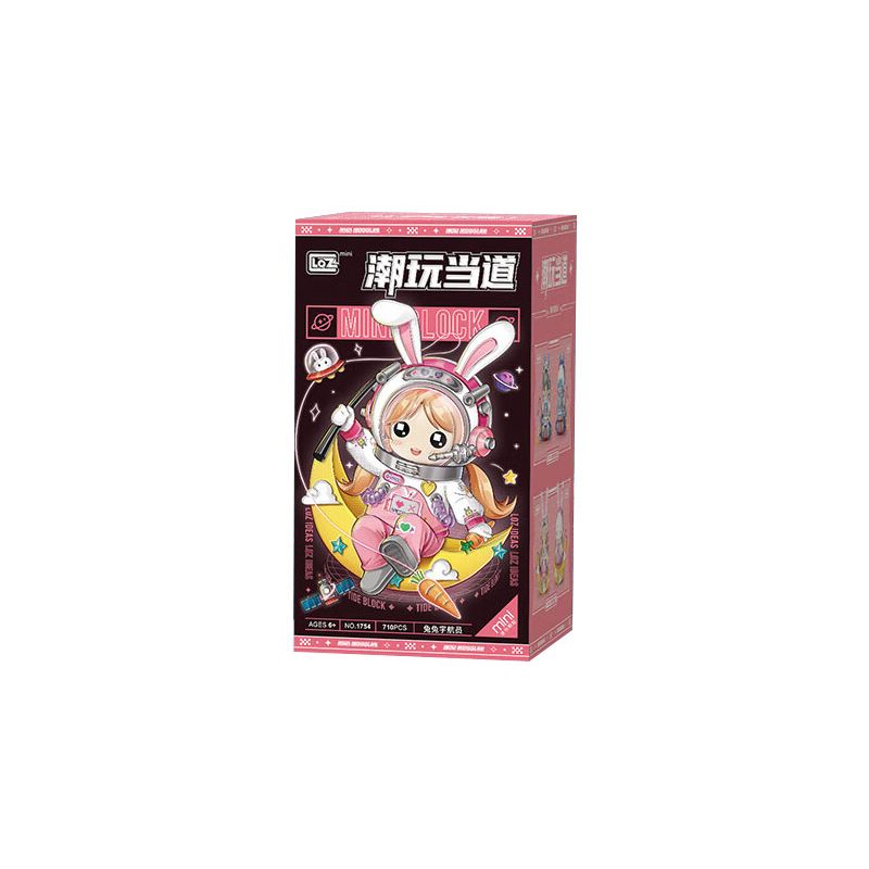 LOZ 1754 non  PHI HÀNH GIA THỎ bộ đồ chơi xếp lắp ráp ghép mô hình ASTRONAUT 710 khối