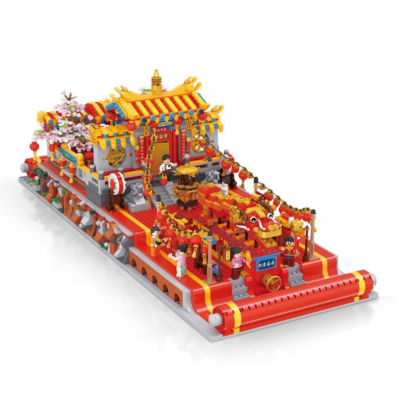 LOZ 2180 non Lego HỘI CHỢ CHÙA NĂM MỚI CỦA TRUNG QUỐC bộ đồ chơi xếp lắp ráp ghép mô hình Chinese Traditional Festivals Lễ Hội Cổ Truyền 3467 khối