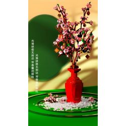 QIZHILE 92021 non  HOA ĐÀO bộ đồ chơi xếp lắp ráp ghép mô hình Flowers PEACH BLOSSOM