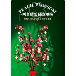 QIZHILE 92021 non  HOA ĐÀO bộ đồ chơi xếp lắp ráp ghép mô hình Flowers PEACH BLOSSOM