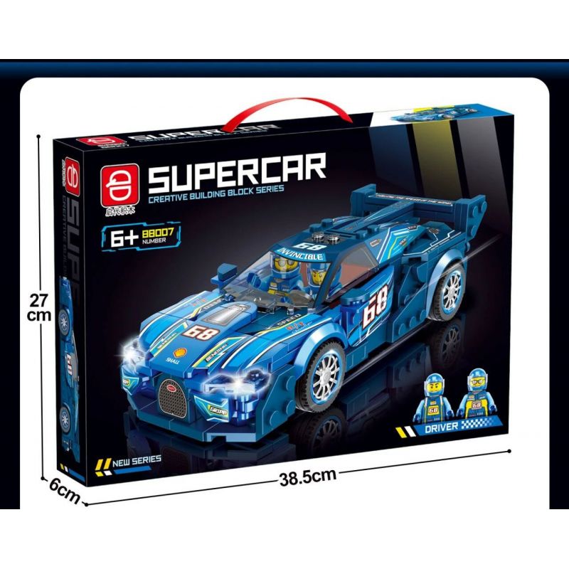 QIDAI 88007 non  XE THỂ THAO MÀU XANH 88007 bộ đồ chơi xếp lắp ráp ghép mô hình Speed Champions Racing Cars Đua Xe Công Thức