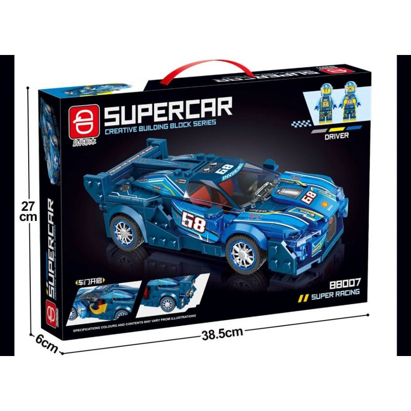 QIDAI 88007 non  XE THỂ THAO MÀU XANH 88007 bộ đồ chơi xếp lắp ráp ghép mô hình Speed Champions Racing Cars Đua Xe Công Thức
