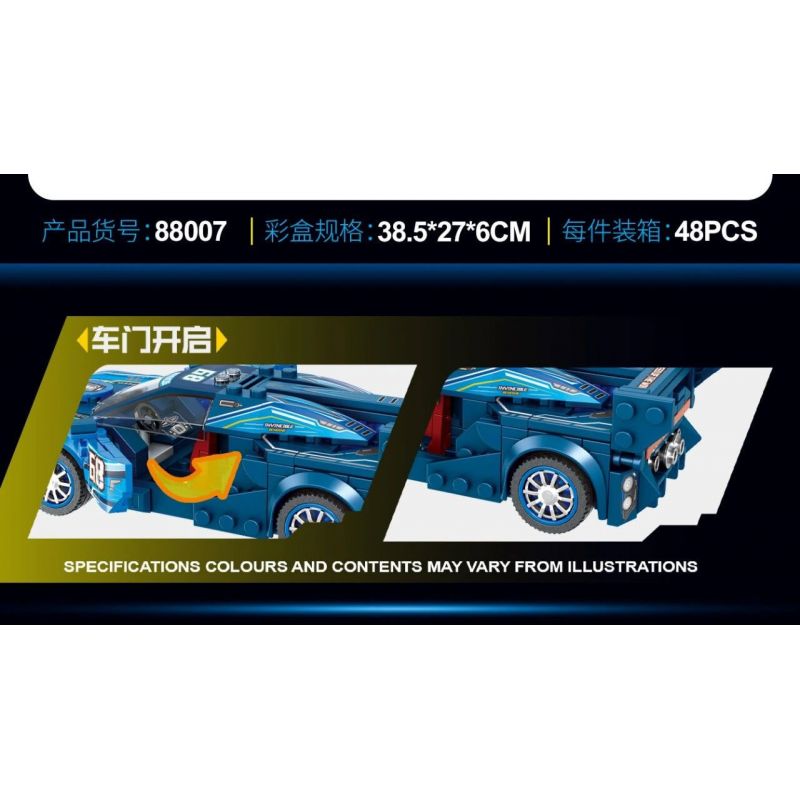 QIDAI 88007 non  XE THỂ THAO MÀU XANH 88007 bộ đồ chơi xếp lắp ráp ghép mô hình Speed Champions Racing Cars Đua Xe Công Thức