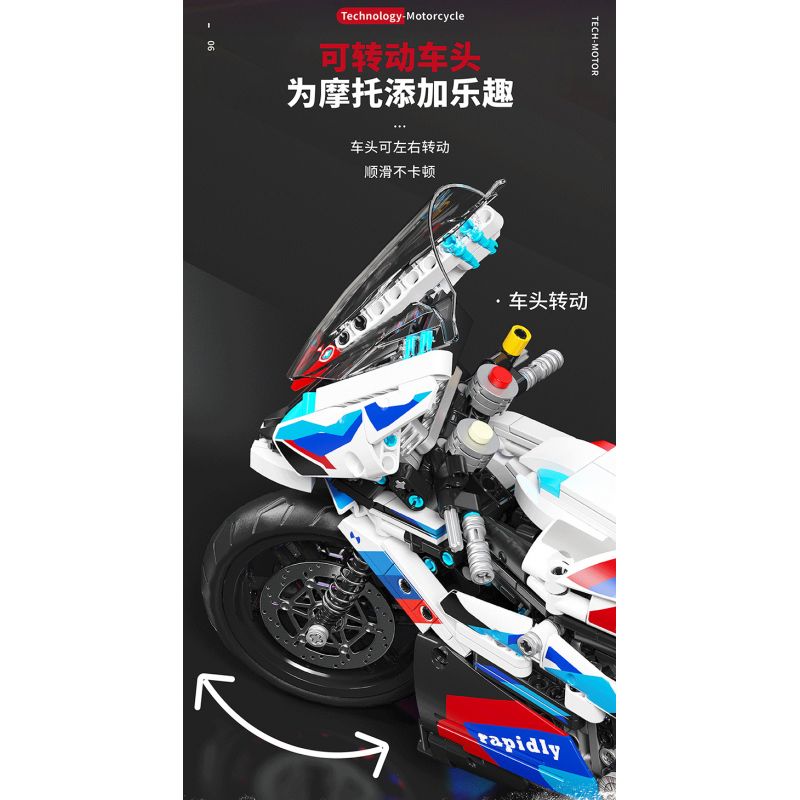 QIAO LE TONG 2601 non  ĐẦU MÁY ĐÔI BMW R bộ đồ chơi xếp lắp ráp ghép mô hình  MOTORCYCLE Kỹ Thuật Công Nghệ Cao Mô Hình Phương Tiện 920 khối
