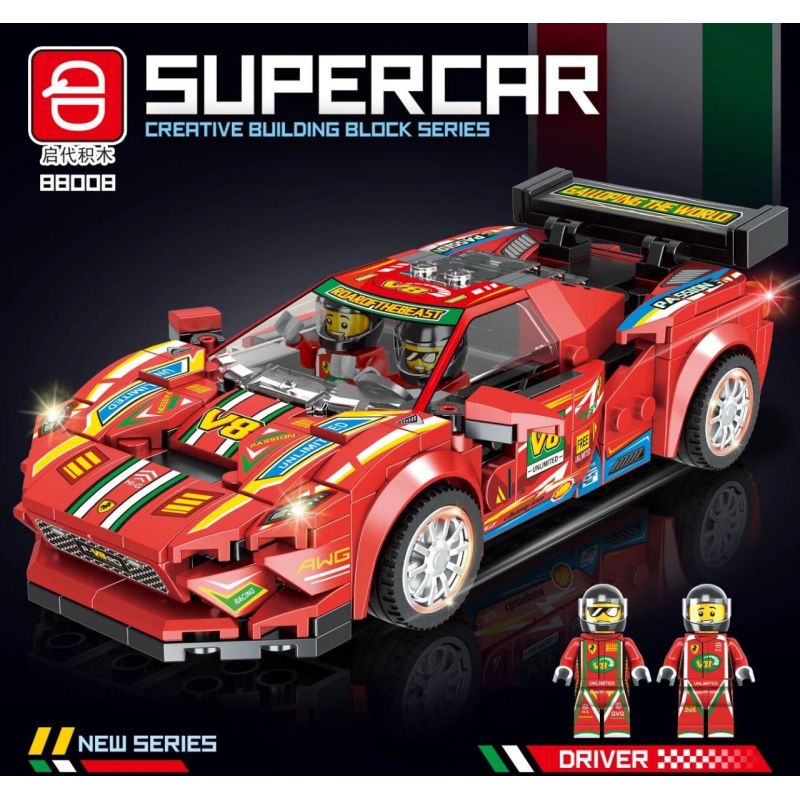 QIDAI 88008 non  XE THỂ THAO MÀU ĐỎ 88008 bộ đồ chơi xếp lắp ráp ghép mô hình Speed Champions Racing Cars Đua Xe Công Thức