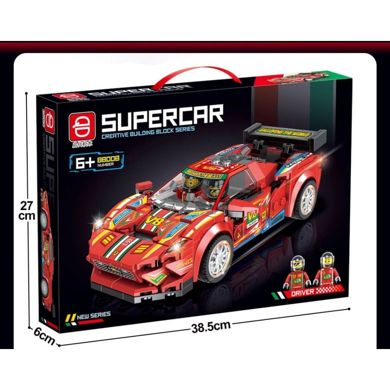 QIDAI 88008 non  XE THỂ THAO MÀU ĐỎ 88008 bộ đồ chơi xếp lắp ráp ghép mô hình Speed Champions Racing Cars Đua Xe Công Thức