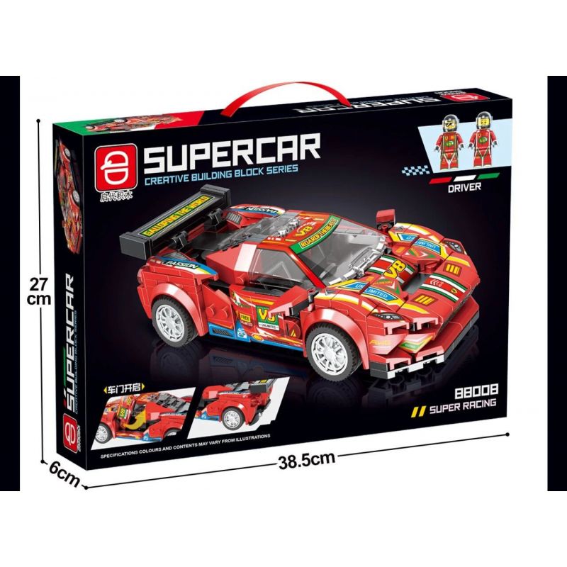 QIDAI 88008 non  XE THỂ THAO MÀU ĐỎ 88008 bộ đồ chơi xếp lắp ráp ghép mô hình Speed Champions Racing Cars Đua Xe Công Thức