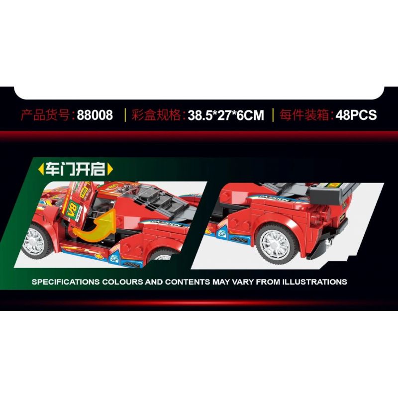 QIDAI 88008 non  XE THỂ THAO MÀU ĐỎ 88008 bộ đồ chơi xếp lắp ráp ghép mô hình Speed Champions Racing Cars Đua Xe Công Thức